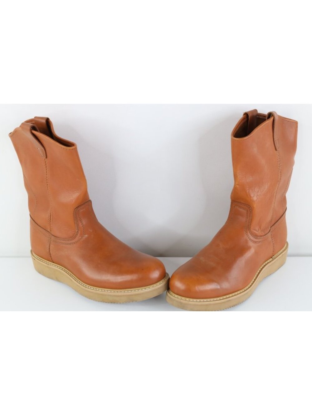 Vtg 70s Streetwear Mens 11 D Steel Toe Leather Pull On Boots Brown Workwear USA